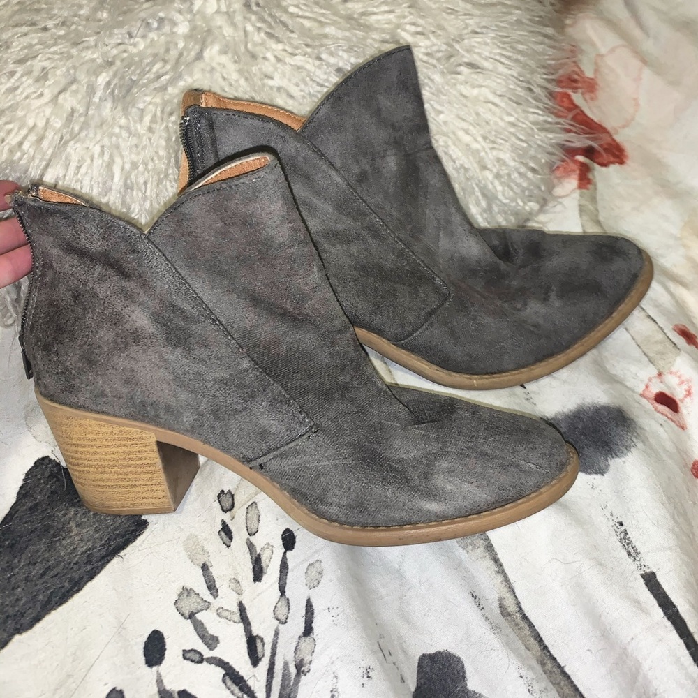 Grey suede booties
